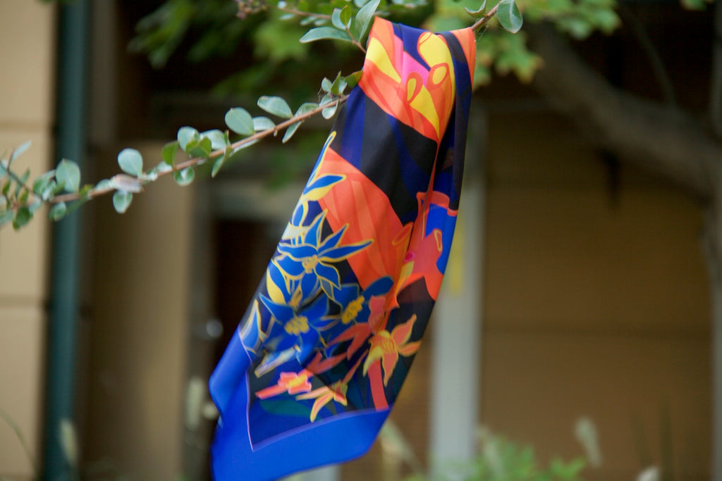 Hankie Blue scarf 40 cm by Hanoi Original, Melbourne studio