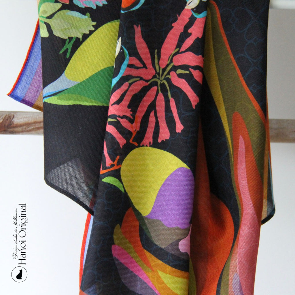 close up of the hanging scarf