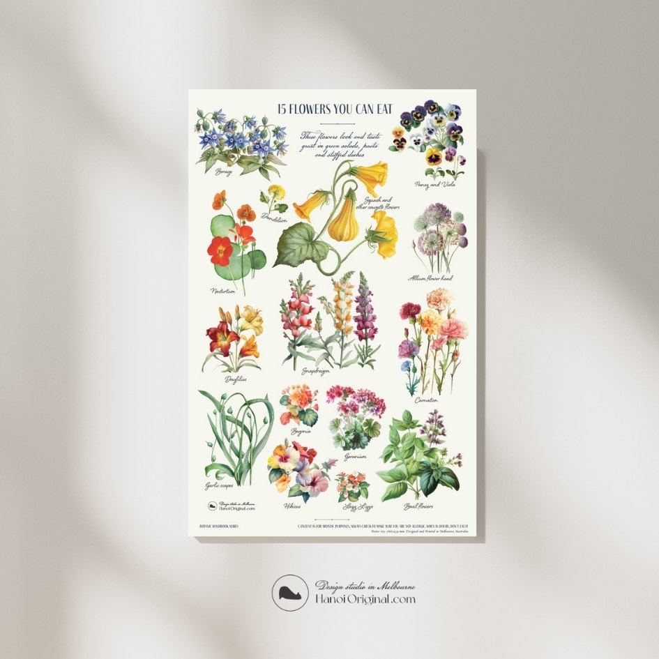 Set of 3 posters by Hanoi Original showing plants that are toxic to cats and dogs, in botanical drawing styles. There are several common plants, and flowers that are poisonous to dogs and cats.This lovely botanical posters are not just a beautiful wall arts, it can be used as a guide to pet owners. 