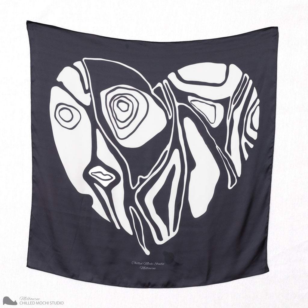 black white scarf by Hanoi Original Small 65 cm